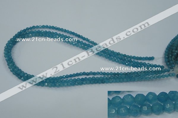 CEQ11 15.5 inches 4mm faceted round blue sponge quartz beads