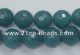 CEQ16 15.5 inches 12mm faceted round blue sponge quartz beads