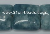 CEQ168 15.5 inches 30*30mm square blue sponge quartz beads