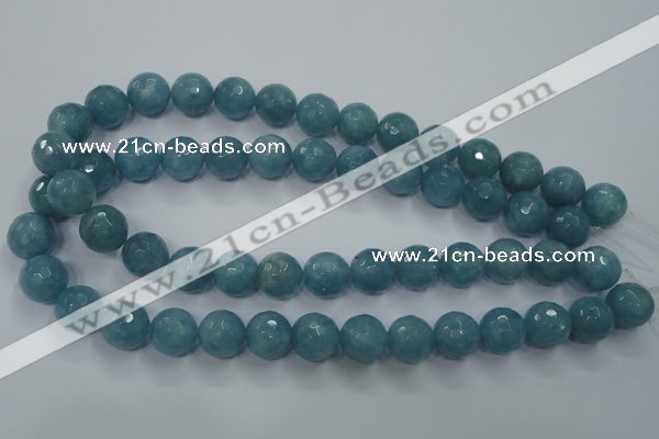 CEQ17 15.5 inches 14mm faceted round blue sponge quartz beads