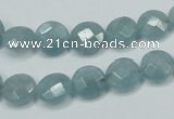 CEQ181 15.5 inches 10mm faceted coin blue sponge quartz beads