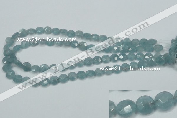 CEQ181 15.5 inches 10mm faceted coin blue sponge quartz beads