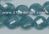 CEQ183 15.5 inches 14mm faceted coin blue sponge quartz beads