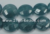 CEQ184 15.5 inches 16mm faceted coin blue sponge quartz beads