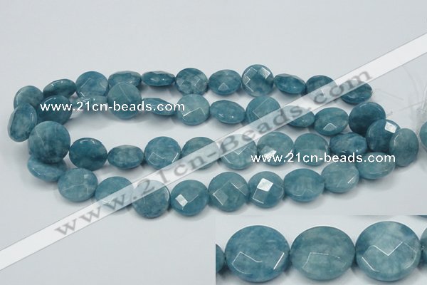 CEQ185 15.5 inches 18mm faceted coin blue sponge quartz beads