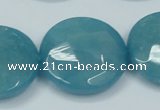 CEQ188 15.5 inches 30mm faceted coin blue sponge quartz beads