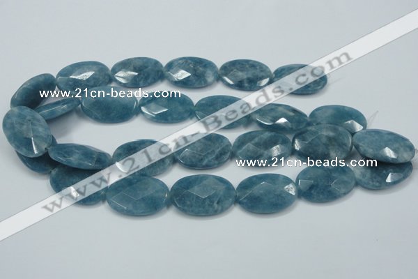 CEQ196 15.5 inches 20*30mm faceted oval blue sponge quartz beads