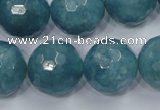 CEQ20 15.5 inches 20mm faceted round blue sponge quartz beads