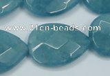 CEQ207 15.5 inches 22*30mm faceted flat teardrop blue sponge quartz beads