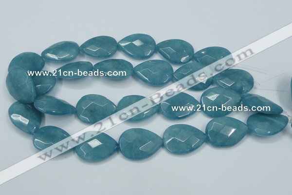 CEQ207 15.5 inches 22*30mm faceted flat teardrop blue sponge quartz beads