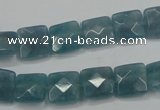 CEQ221 15.5 inches 10*10mm faceted square blue sponge quartz beads