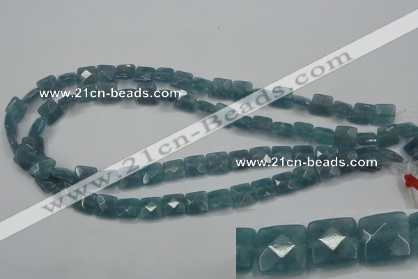 CEQ221 15.5 inches 10*10mm faceted square blue sponge quartz beads