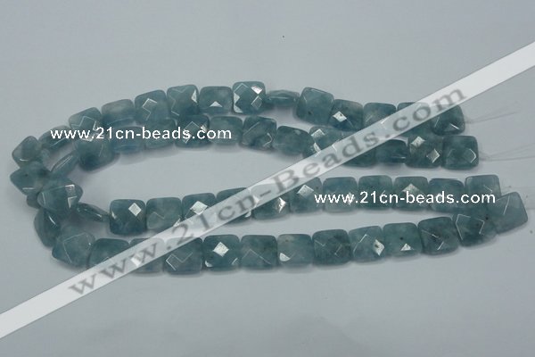 CEQ223 15.5 inches 14*14mm faceted square blue sponge quartz beads