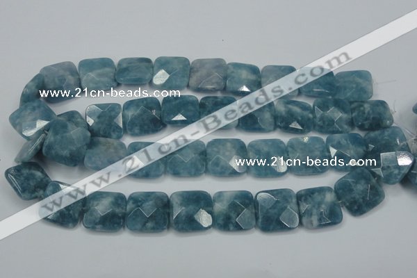 CEQ226 15.5 inches 20*20mm faceted square blue sponge quartz beads