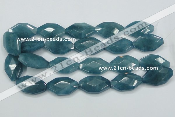 CEQ248 15.5 inches 20*35mm faceted octagonal blue sponge quartz beads