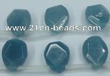 CEQ255 15.5 inches 13*16mm faceted flat teardrop blue sponge quartz beads