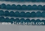 CEQ265 15.5 inches 4mm round matte blue sponge quartz beads