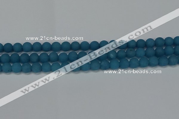 CEQ267 15.5 inches 8mm round matte blue sponge quartz beads