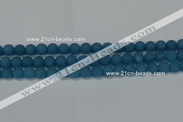 CEQ268 15.5 inches 10mm round matte blue sponge quartz beads