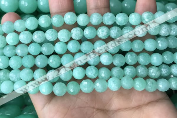 CEQ311 15.5 inches 6mm faceted round green sponge quartz beads