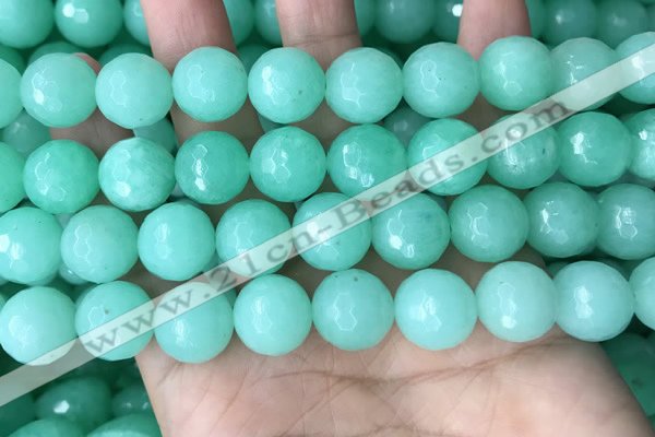 CEQ315 15.5 inches 14mm faceted round green sponge quartz beads