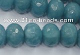 CEQ37 15.5 inches 12*16mm faceted rondelle blue sponge quartz beads