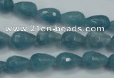 CEQ50 15.5 inches 8*12mm faceted teardrop blue sponge quartz beads