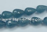 CEQ51 15.5 inches 10*14mm faceted teardrop blue sponge quartz beads