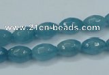 CEQ71 15.5 inches 8*12mm faceted rice blue sponge quartz beads