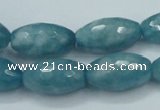 CEQ76 15.5 inches 13*23mm faceted rice blue sponge quartz beads