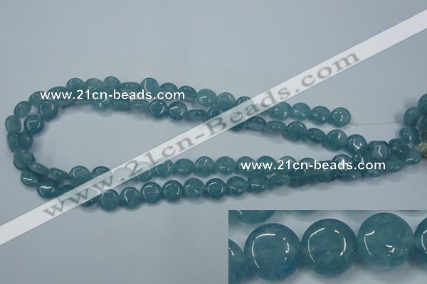 CEQ92 15.5 inches 10mm flat round blue sponge quartz beads