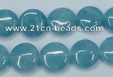 CEQ94 15.5 inches 14mm flat round blue sponge quartz beads