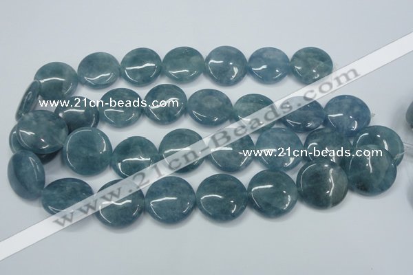 CEQ98 15.5 inches 25mm flat round blue sponge quartz beads