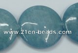 CEQ99 15.5 inches 30mm flat round blue sponge quartz beads