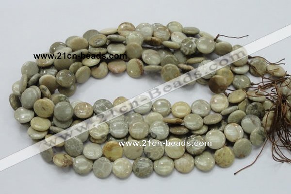 CFA07 15.5 inches 15mm flat round chrysanthemum agate gemstone beads