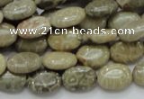 CFA09 15.5 inches 10*14mm oval chrysanthemum agate gemstone beads