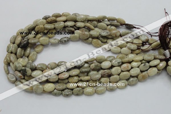 CFA09 15.5 inches 10*14mm oval chrysanthemum agate gemstone beads