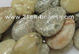 CFA15 15.5 inches 18*25mm flat teardrop chrysanthemum agate beads