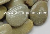 CFA16 15.5 inches 22*30mm flat teardrop chrysanthemum agate beads