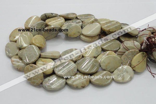 CFA21 15.5 inches 22*30mm twisted oval chrysanthemum agate beads