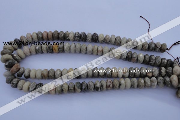 CFA211 15.5 inches 6*12mm faceted rondelle chrysanthemum agate beads