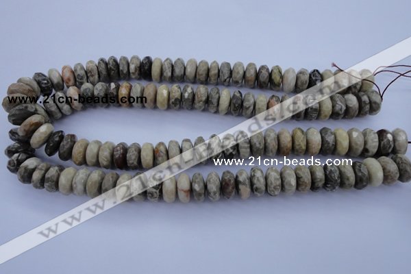 CFA212 15.5 inches 6*14mm faceted rondelle chrysanthemum agate beads