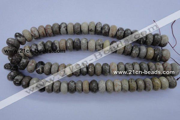 CFA213 15.5 inches 8*16mm faceted rondelle chrysanthemum agate beads