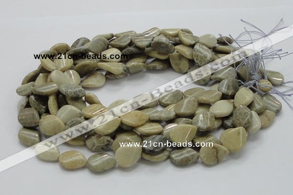 CFA23 15.5 inches 15*20mm twisted teardrop chrysanthemum agate beads