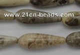 CFA232 15.5 inches 10*30mm teardrop chrysanthemum agate beads