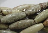 CFA24 15.5 inches 10*30mm rice chrysanthemum agate gemstone beads