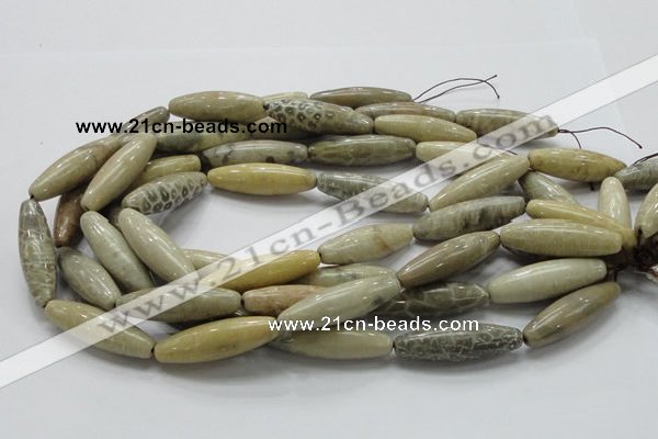 CFA25 15.5 inches 12*40mm rice chrysanthemum agate gemstone beads