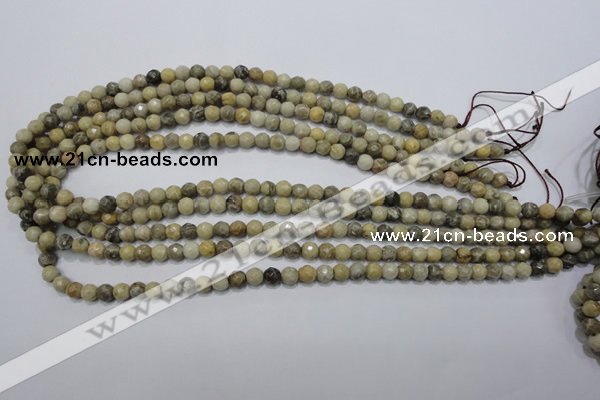 CFA28 15.5 inches 6mm faceted round chrysanthemum agate gemstone beads