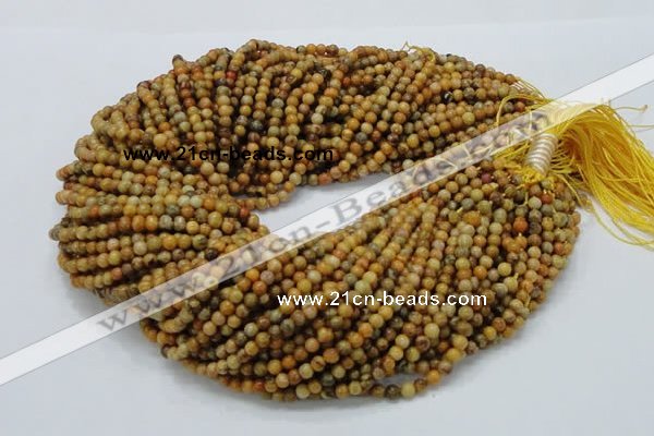 CFA30 15.5 inches 4mm round yellow chrysanthemum agate beads