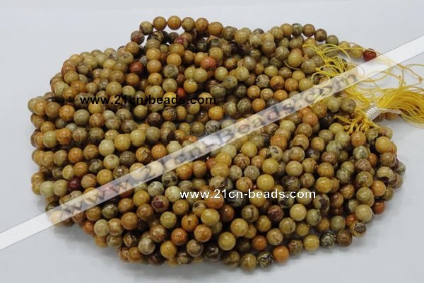 CFA32 15.5 inches 8mm round yellow chrysanthemum agate beads